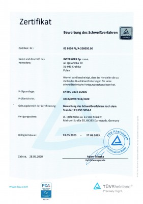 Inspection of welding process EN ISO 3834-2:2005 DE